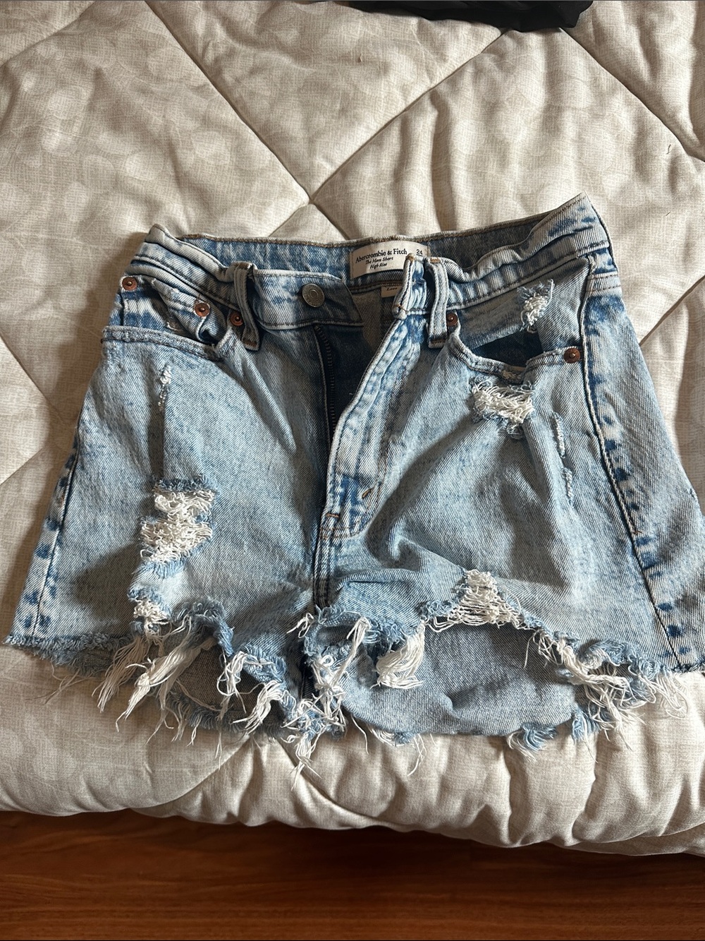 Abercrombie & Fitch Light Blue Distressed Denim Mini Skirt